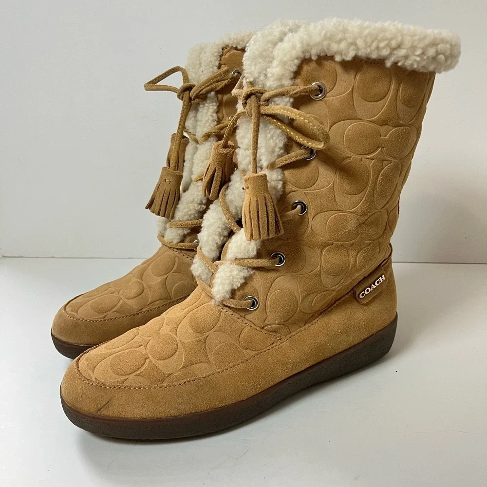 Coach Tuesday Boots Suede Shearling Size 8B